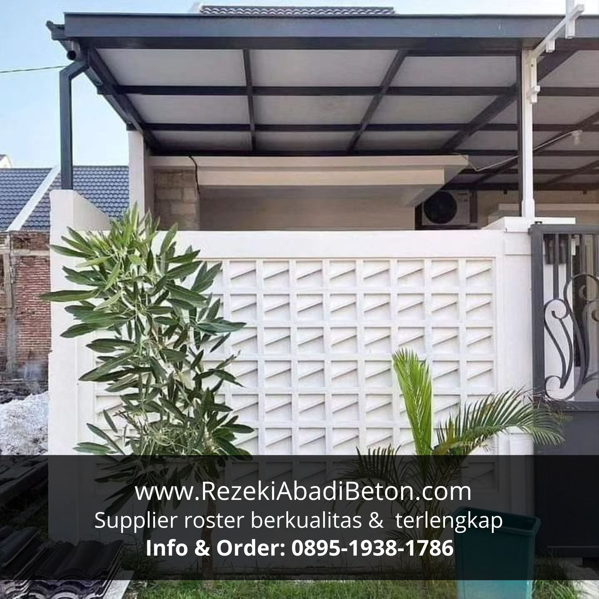 Roster beton anti tampias, solusi fungsional untuk area garasi di Pati.