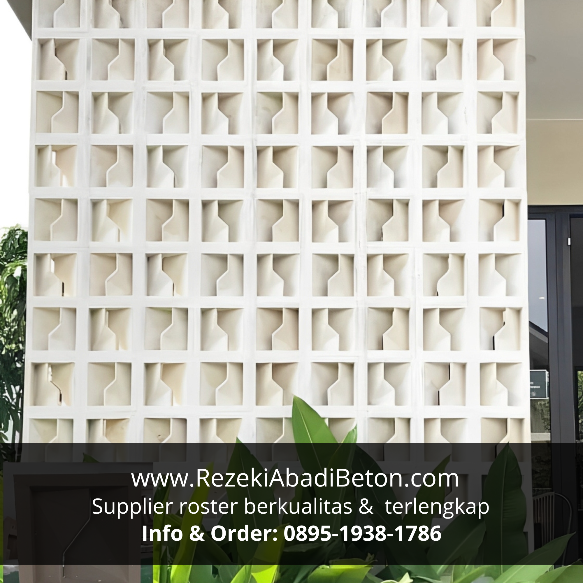 Aplikasi Roster Beton Motif Geometri pada rumah minimalis di Pati.